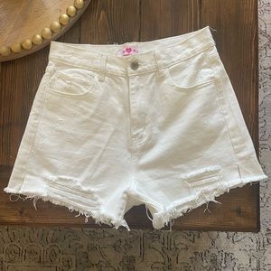 Buddy love white denim high waisted shorts